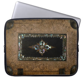 真珠象嵌された古革本カバーの母 ラップトップスリーブ