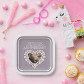 真珠30周年結婚記念写真ハート ペーパープレート (パーティー)