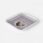 真珠30周年結婚記念写真ハート ペーパープレート (傾斜あり)