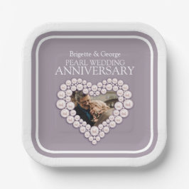 真珠30周年結婚記念写真ハート ペーパープレート