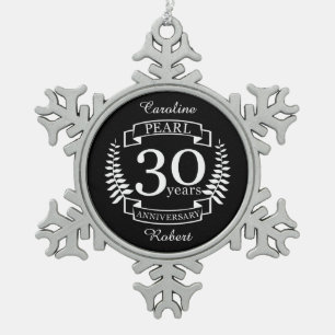 真珠30周年結婚30年 スノーフレークピューターオーナメント