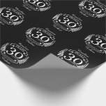 真珠30周年結婚30年 ラッピングペーパー<br><div class="desc">30年祝のデザイン。このデザインは、黒い背景に白い色の月桂樹デザインを持っている。真珠はこの伝統的大事な行事の贈り物だ。文字読真珠30周年。30年目の祝ロマンチックなデザイン。こもしのデザインを救済お願いしますカスタマイズ連絡、この文字のすぐ下に、このデザイナーボタンがあります。</div>