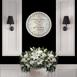 真珠・ダイヤモンド結婚30周年 ラージ壁時計