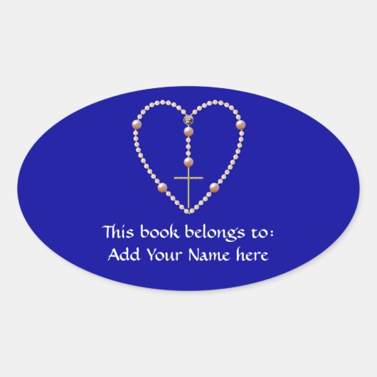 "真珠"ハート型ロザリオ 楕円形シール (正面)