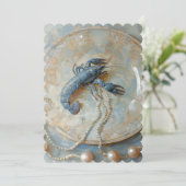 真珠 – フラット招待状サイズ： 12.7 cm x 17.8 cm セーブザデート (スタンド正面)