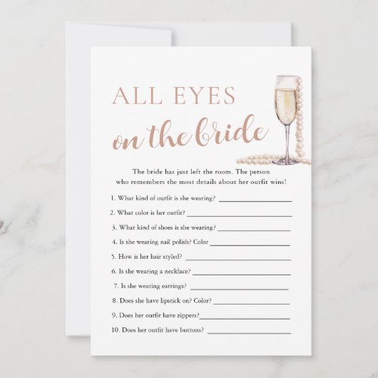 真珠&プロセッコすべての目の花嫁のゲーム 招待状 (正面)