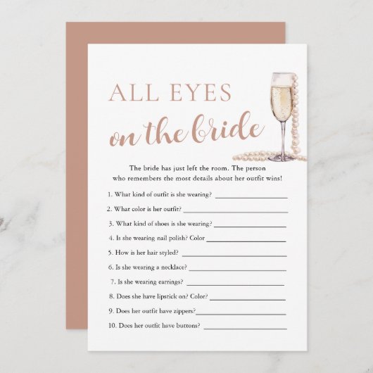 真珠&プロセッコすべての目の花嫁のゲーム 招待状 (正面/裏面)