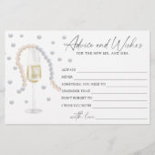 真珠,プロセッコ – アドバイスとウィッシュブライダルシャワー 便箋 (正面)