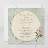 真珠&レースシャビーシックバラベビーシャワー 招待状 (裏面)