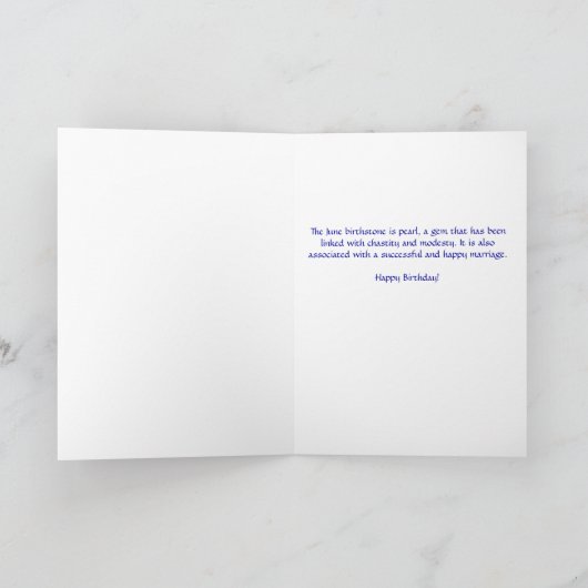 真珠-彼女のための6月の誕生日 カード (内部)
