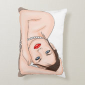 真珠 |美しい青い目の女性 アクセントクッション (裏面(縦))