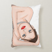 真珠 |美しい青い目の女性 アクセントクッション (正面(垂直))