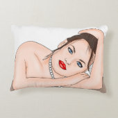 真珠 |美しい青い目の女性 アクセントクッション (裏面)