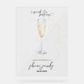 真珠、花びら+プロセッコ | パールブライダルシャワー アクリルサイン (正面)