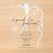 真珠、花びら+プロセッコ | パールブライダルシャワー アクリル招待状 (正面)