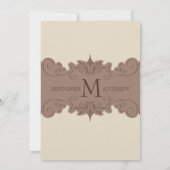 真珠、茶色のヴィンテージ渦結婚式招待状 招待状 (裏面)