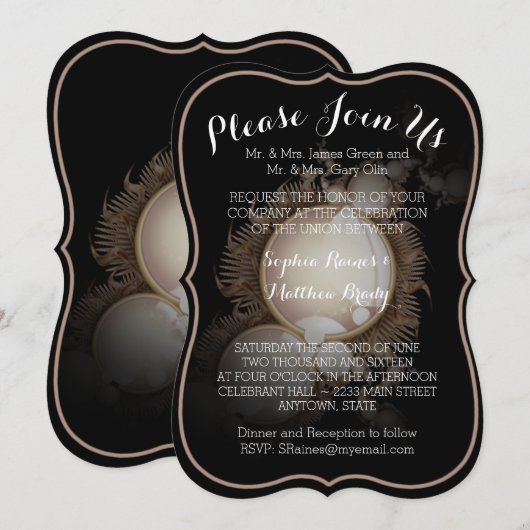 真珠（黒） 招待状 (正面/裏面)