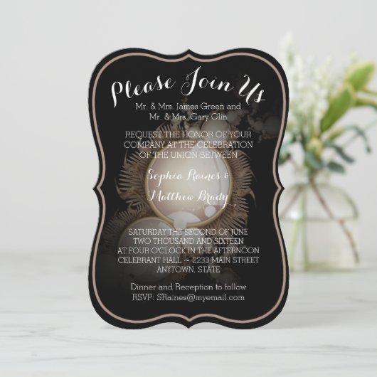 真珠（黒） 招待状 (スタンド正面)