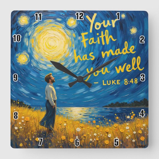 真理を信ずれば自由になる スクエア壁時計 (正面)