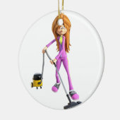 真空を使った漫画の女性 セラミックオーナメント (左)