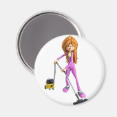 真空を使った漫画の女性 マグネット (正面/裏面)