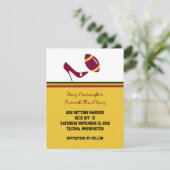 真紅と黄色のフットボールウェディング・セーブ・ザ・デート 招待状 (スタンド正面)