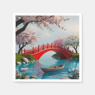 真紅のアーチの上の花 スタンダードカクテルナプキン