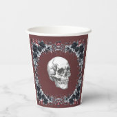 真紅のゴシック ブラック フローラル ブライダル シャワー 紙コップ (裏面)