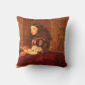 真紅のドレスのビクトリア時代の少女 クッション (裏面)