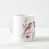 真紅のハート 真実の愛の鳥たち コーヒーマグカップ (正面左)