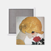 真紅のバラの女性 マグネット (正面/裏面)