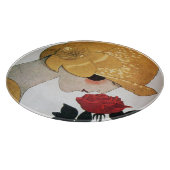 真紅のバラの女性 美しさとファッション カッティングボード (角)