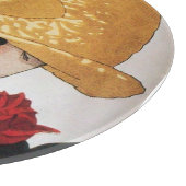 真紅のバラの女性 美しさとファッション カッティングボード (角)