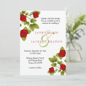 真紅のバラの花 ウェディング インビテーション (スタンド正面)