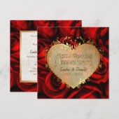 真紅のバラ 50周年 結婚記念日 - 角形 ver. 2 招待状 (正面/裏面)