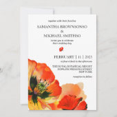 真紅のポピー花のボタニカルサマーウェディング 招待状 (正面)