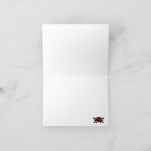 真紅のローズゴシックウェディングアイアン門 白 サンキューカード (内部)