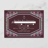 真紅のヴィクトリアン ゴシック ローズ & トゲ ウェディング RSVP エンクロージャーカード (正面)