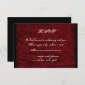 真紅のヴェルベットに佇むゴシックな天使の応答カード 出欠カード (正面/裏面)