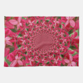 真紅の万華鏡: 血のような乳草の花のアート キッチンタオル (横)