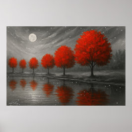 真紅の月の風景 ポスター