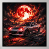 真紅の月下のマツダRX8 ポスター (正面)