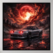 真紅の月下のNissan 240SX ポスター (正面)