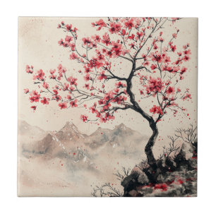 真紅の桜山の静けさ (1) タイル