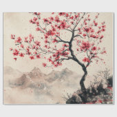 真紅の桜山の静けさ (1) ラッピングペーパー (フラット)