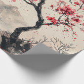 真紅の桜山の静けさ (1) ラッピングペーパー (角)