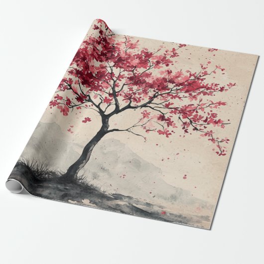 真紅の桜山の静けさ (2) ラッピングペーパー (アンロールド)