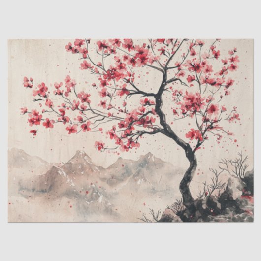 真紅の桜山の静寂 (1) 薄葉紙 (正面)