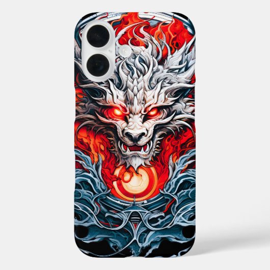 真紅の炎の伝説のドラゴンの頭 Case-Mate iPhoneケース (裏面)