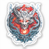真紅の炎の伝説の竜の頭 シール (正面)